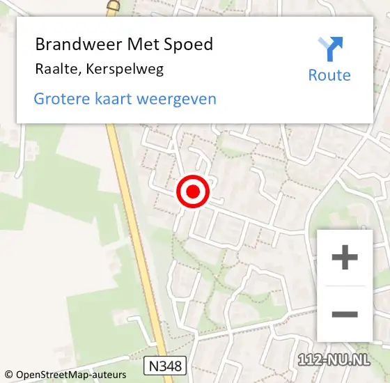 Locatie op kaart van de 112 melding: Brandweer Met Spoed Naar Raalte, Kerspelweg op 7 augustus 2022 05:23