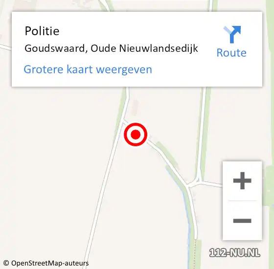 Locatie op kaart van de 112 melding: Politie Goudswaard, Oude Nieuwlandsedijk op 7 augustus 2022 07:43