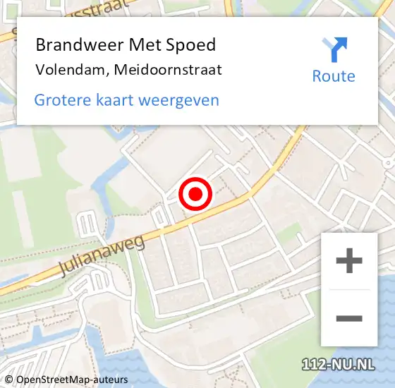 Locatie op kaart van de 112 melding: Brandweer Met Spoed Naar Volendam, Meidoornstraat op 7 augustus 2022 07:57