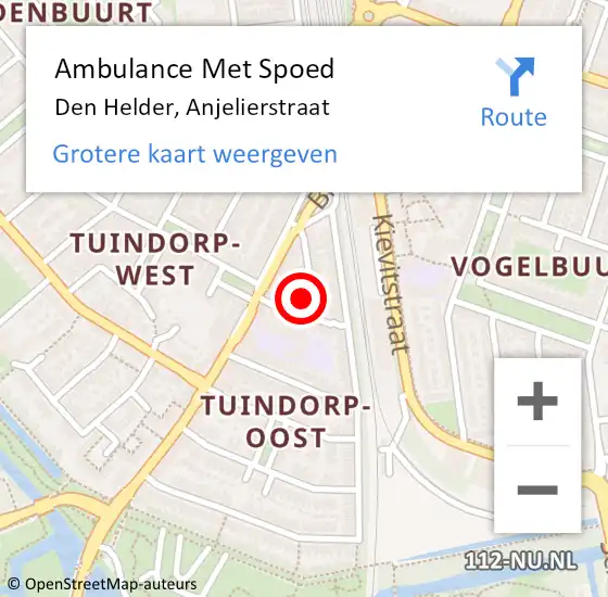 Locatie op kaart van de 112 melding: Ambulance Met Spoed Naar Den Helder, Anjelierstraat op 7 augustus 2022 08:27