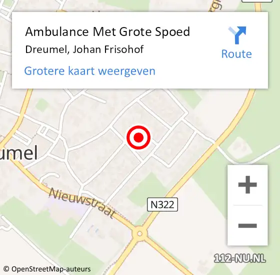 Locatie op kaart van de 112 melding: Ambulance Met Grote Spoed Naar Dreumel, Johan Frisohof op 7 augustus 2022 08:36