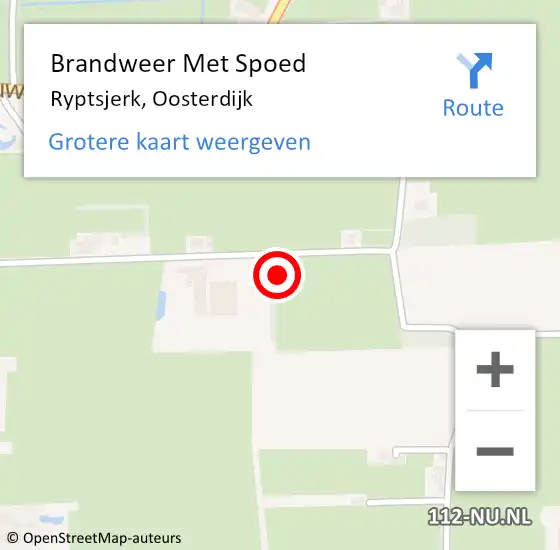 Locatie op kaart van de 112 melding: Brandweer Met Spoed Naar Ryptsjerk, Oosterdijk op 7 augustus 2022 09:01