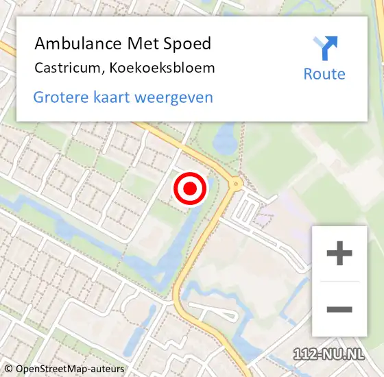 Locatie op kaart van de 112 melding: Ambulance Met Spoed Naar Castricum, Koekoeksbloem op 7 augustus 2022 09:06