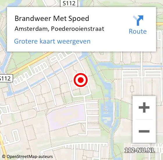 Locatie op kaart van de 112 melding: Brandweer Met Spoed Naar Amsterdam-Zuidoost, Poederooienstraat op 7 augustus 2022 09:06