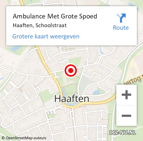 Locatie op kaart van de 112 melding: Ambulance Met Grote Spoed Naar Haaften, Schoolstraat op 7 augustus 2022 09:46