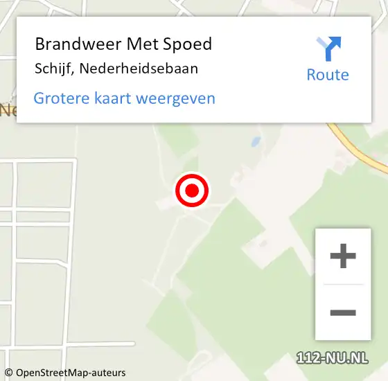 Locatie op kaart van de 112 melding: Brandweer Met Spoed Naar Schijf, Nederheidsebaan op 7 augustus 2022 09:53