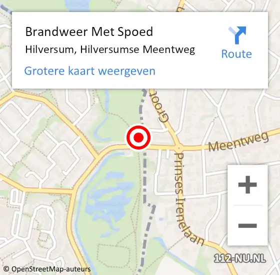 Locatie op kaart van de 112 melding: Brandweer Met Spoed Naar Hilversum, Hilversumse Meentweg op 7 augustus 2022 10:01