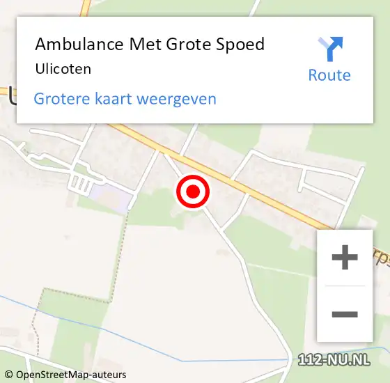 Locatie op kaart van de 112 melding: Ambulance Met Grote Spoed Naar Ulicoten op 7 augustus 2022 10:02