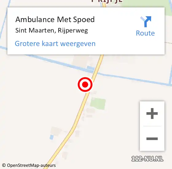 Locatie op kaart van de 112 melding: Ambulance Met Spoed Naar Sint Maarten, Rijperweg op 7 augustus 2022 10:19