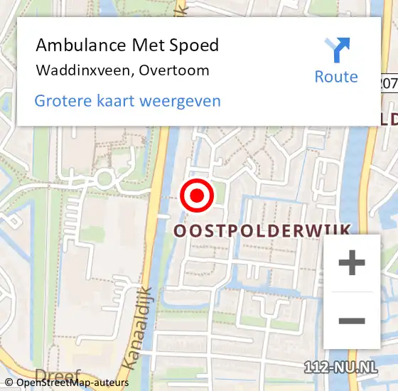 Locatie op kaart van de 112 melding: Ambulance Met Spoed Naar Waddinxveen, Overtoom op 7 augustus 2022 10:27