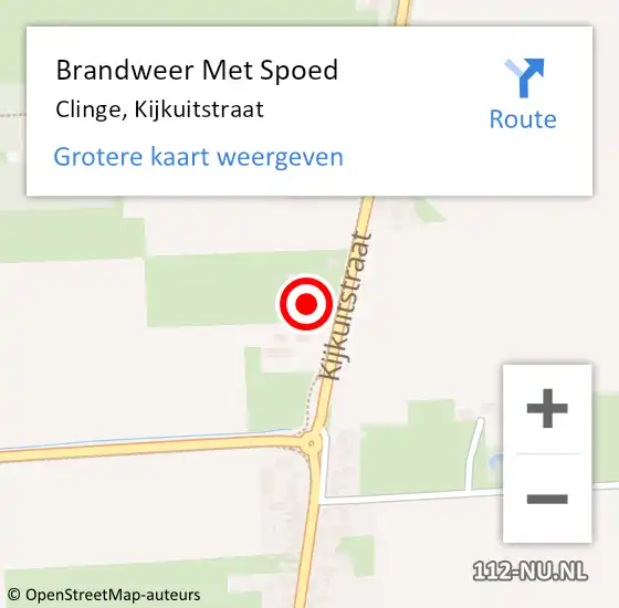 Locatie op kaart van de 112 melding: Brandweer Met Spoed Naar Clinge, Kijkuitstraat op 7 augustus 2022 10:30