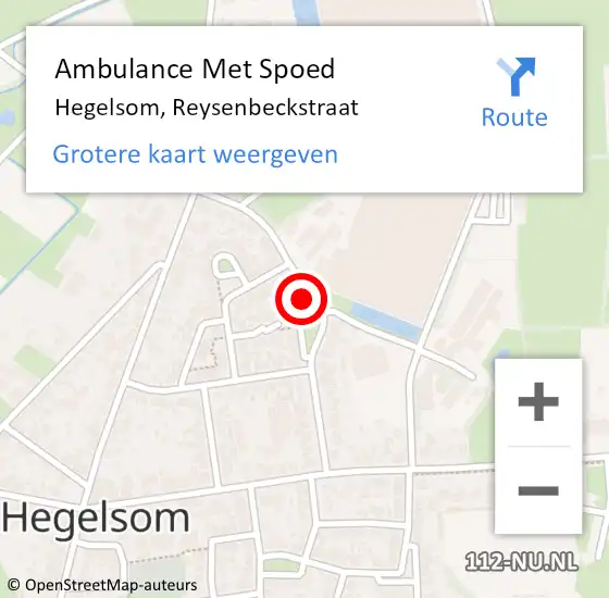 Locatie op kaart van de 112 melding: Ambulance Met Spoed Naar Hegelsom, Reysenbeckstraat op 25 juli 2014 15:13