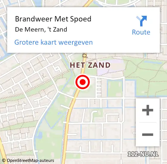 Locatie op kaart van de 112 melding: Brandweer Met Spoed Naar De Meern, 't Zand op 7 augustus 2022 10:51