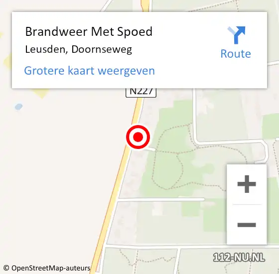 Locatie op kaart van de 112 melding: Brandweer Met Spoed Naar Leusden, Doornseweg op 7 augustus 2022 10:52