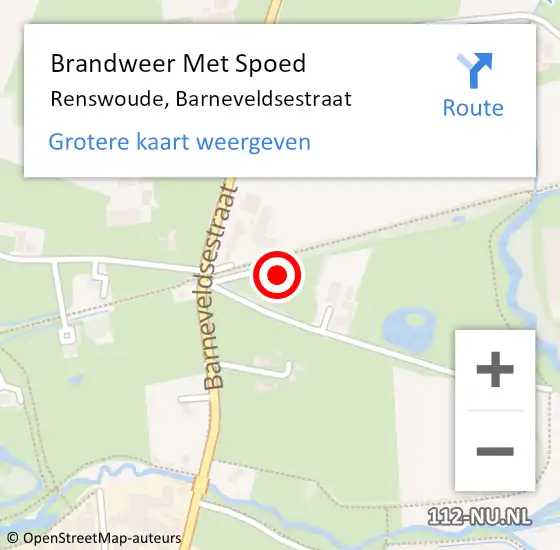 Locatie op kaart van de 112 melding: Brandweer Met Spoed Naar Renswoude, Barneveldsestraat op 7 augustus 2022 10:56