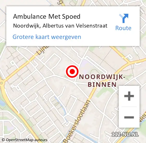 Locatie op kaart van de 112 melding: Ambulance Met Spoed Naar Noordwijk, Albertus van Velsenstraat op 7 augustus 2022 11:01