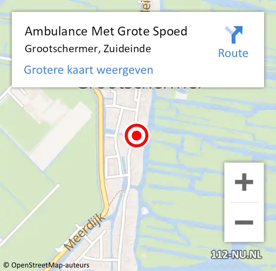 Locatie op kaart van de 112 melding: Ambulance Met Grote Spoed Naar Grootschermer, Zuideinde op 7 augustus 2022 11:12