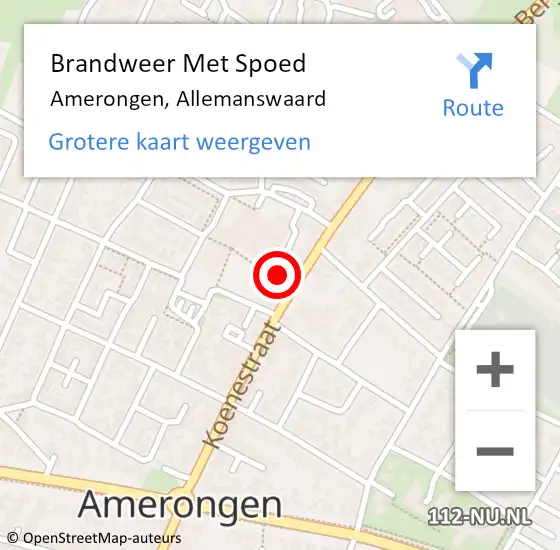 Locatie op kaart van de 112 melding: Brandweer Met Spoed Naar Amerongen, Allemanswaard op 7 augustus 2022 11:19