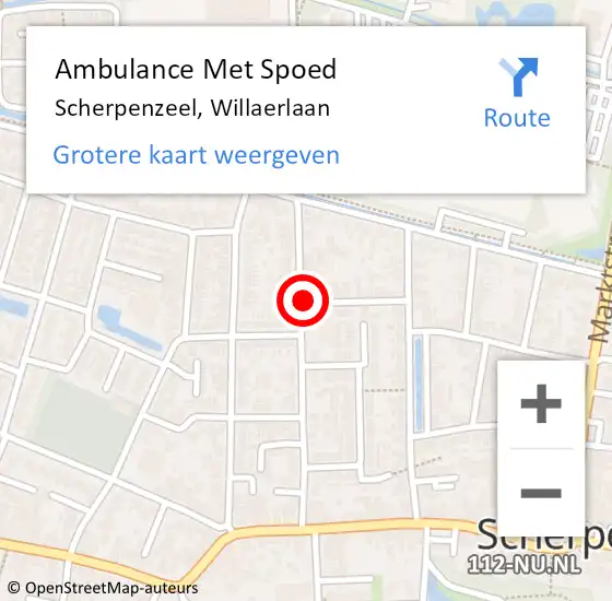 Locatie op kaart van de 112 melding: Ambulance Met Spoed Naar Scherpenzeel, Willaerlaan op 7 augustus 2022 11:36