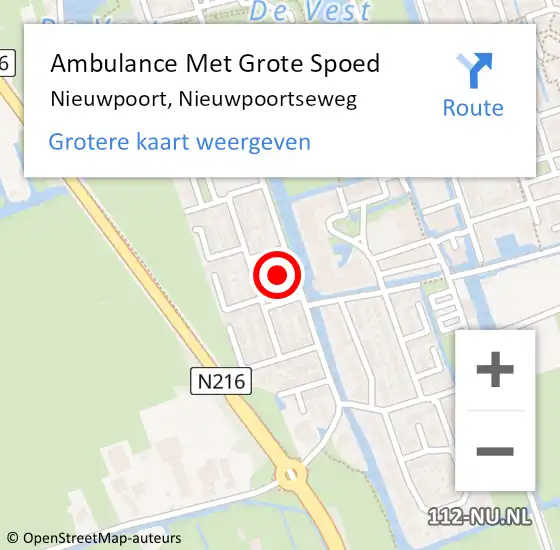 Locatie op kaart van de 112 melding: Ambulance Met Grote Spoed Naar Nieuwpoort, Nieuwpoortseweg op 7 augustus 2022 11:53