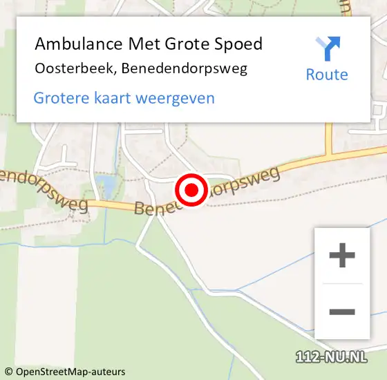 Locatie op kaart van de 112 melding: Ambulance Met Grote Spoed Naar Oosterbeek, Benedendorpsweg op 7 augustus 2022 11:57