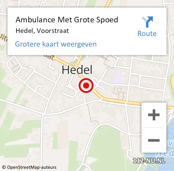 Locatie op kaart van de 112 melding: Ambulance Met Grote Spoed Naar Hedel, Voorstraat op 7 augustus 2022 11:59