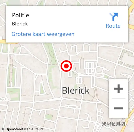 Locatie op kaart van de 112 melding: Politie Blerick op 7 augustus 2022 12:06