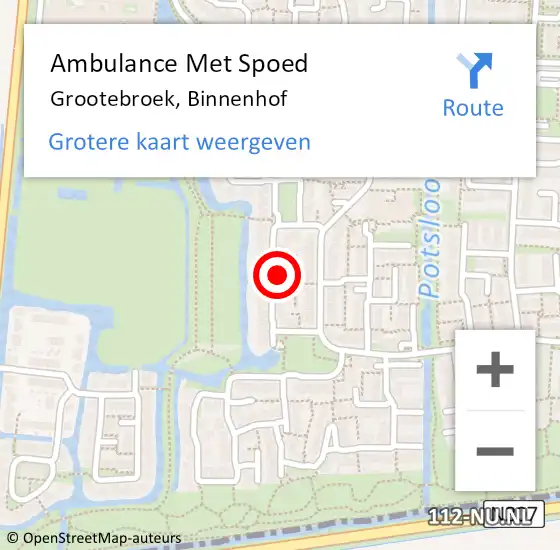 Locatie op kaart van de 112 melding: Ambulance Met Spoed Naar Grootebroek, Binnenhof op 7 augustus 2022 12:24