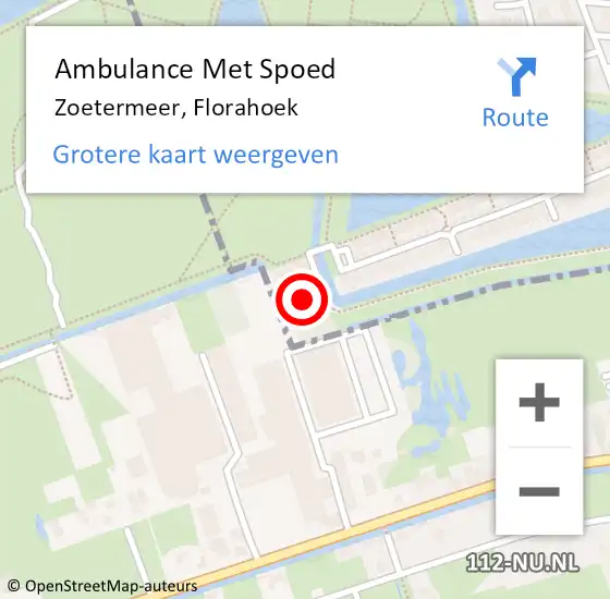 Locatie op kaart van de 112 melding: Ambulance Met Spoed Naar Zoetermeer, Florahoek op 7 augustus 2022 12:46