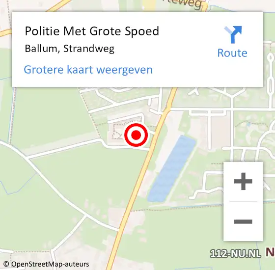 Locatie op kaart van de 112 melding: Politie Met Grote Spoed Naar Ballum, Strandweg op 7 augustus 2022 13:09