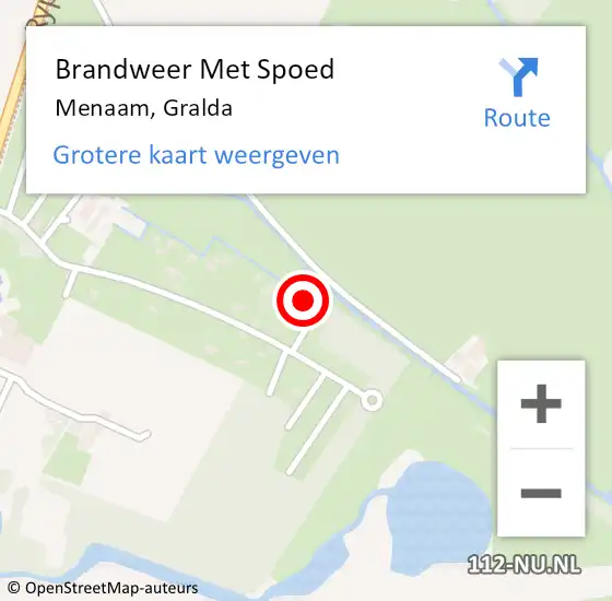 Locatie op kaart van de 112 melding: Brandweer Met Spoed Naar Menaam, Gralda op 7 augustus 2022 13:24