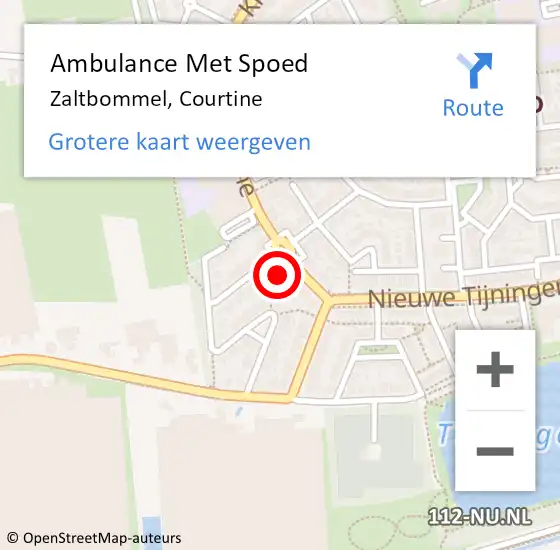 Locatie op kaart van de 112 melding: Ambulance Met Spoed Naar Zaltbommel, Courtine op 7 augustus 2022 13:26