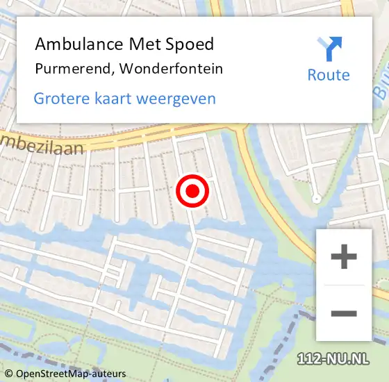 Locatie op kaart van de 112 melding: Ambulance Met Spoed Naar Purmerend, Wonderfontein op 7 augustus 2022 13:30