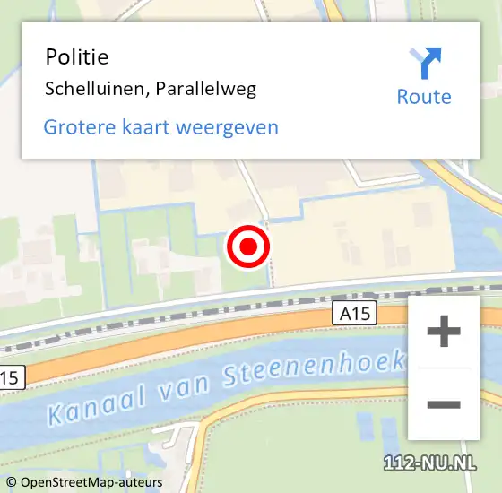 Locatie op kaart van de 112 melding: Politie Schelluinen, Parallelweg op 7 augustus 2022 13:30