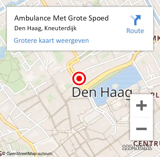 Locatie op kaart van de 112 melding: Ambulance Met Grote Spoed Naar Den Haag, Kneuterdijk op 7 augustus 2022 13:35