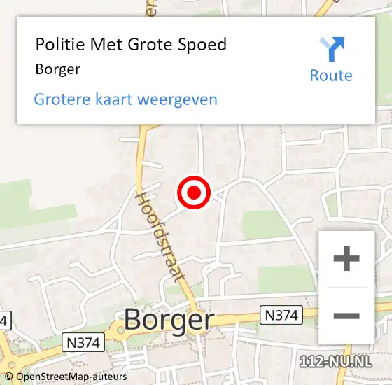 Locatie op kaart van de 112 melding: Politie Met Grote Spoed Naar Borger op 7 augustus 2022 13:40