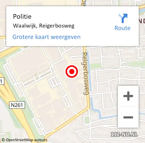 Locatie op kaart van de 112 melding: Politie Waalwijk, Reigerbosweg op 7 augustus 2022 14:03