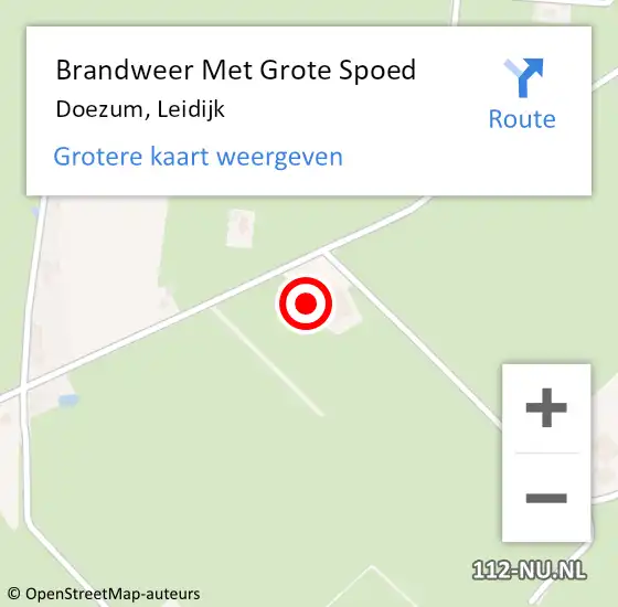 Locatie op kaart van de 112 melding: Brandweer Met Grote Spoed Naar Doezum, Leidijk op 7 augustus 2022 14:05