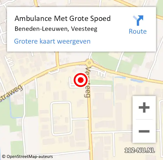 Locatie op kaart van de 112 melding: Ambulance Met Grote Spoed Naar Beneden-Leeuwen, Veesteeg op 7 augustus 2022 14:05
