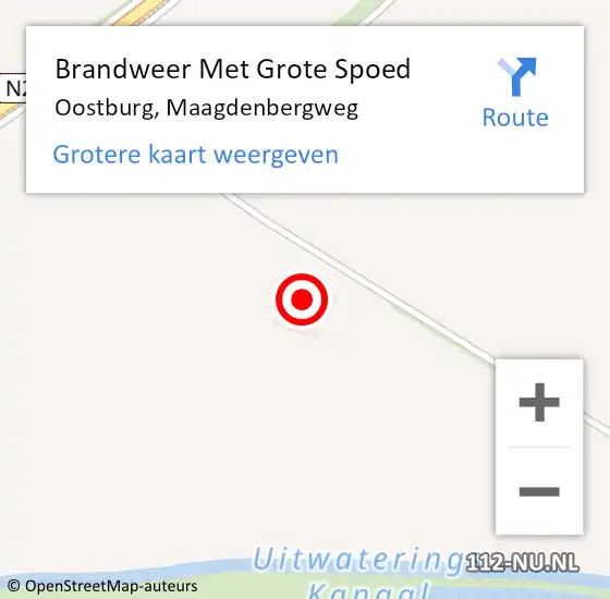 Locatie op kaart van de 112 melding: Brandweer Met Grote Spoed Naar Oostburg, Maagdenbergweg op 7 augustus 2022 14:24