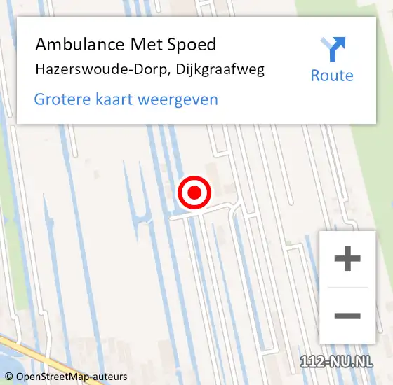 Locatie op kaart van de 112 melding: Ambulance Met Spoed Naar Hazerswoude-Dorp, Dijkgraafweg op 7 augustus 2022 14:24