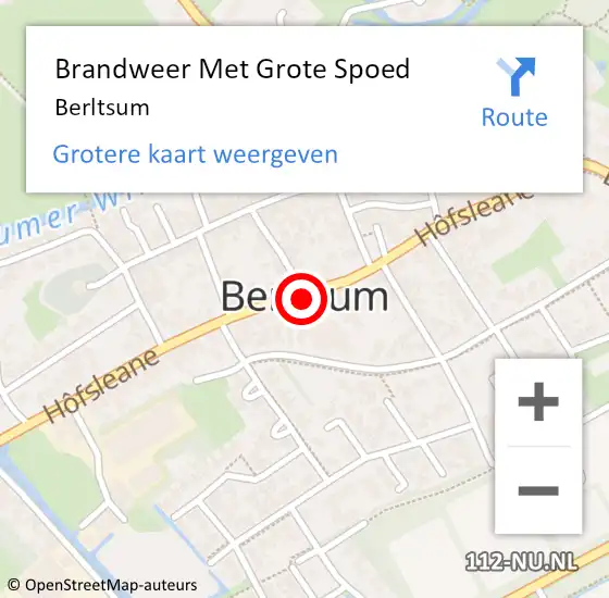 Locatie op kaart van de 112 melding: Brandweer Met Grote Spoed Naar Berltsum op 7 augustus 2022 14:33