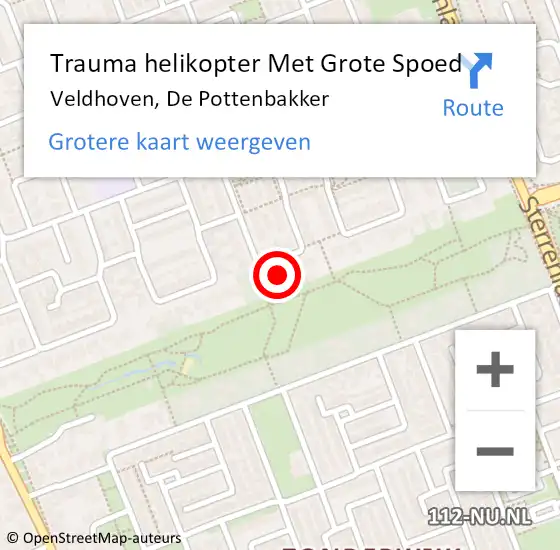 Locatie op kaart van de 112 melding: Trauma helikopter Met Grote Spoed Naar Veldhoven, De Pottenbakker op 7 augustus 2022 15:02