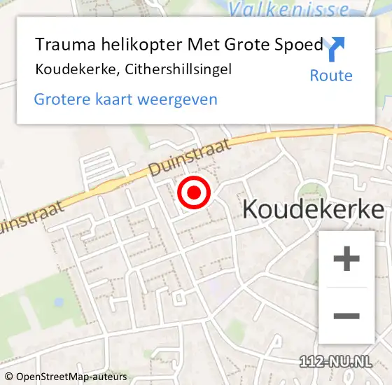 Locatie op kaart van de 112 melding: Trauma helikopter Met Grote Spoed Naar Koudekerke, Cithershillsingel op 7 augustus 2022 15:22