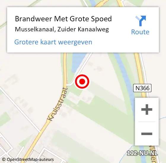 Locatie op kaart van de 112 melding: Brandweer Met Grote Spoed Naar Musselkanaal, Zuider Kanaalweg op 7 augustus 2022 15:44