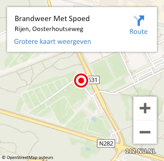 Locatie op kaart van de 112 melding: Brandweer Met Spoed Naar Rijen, Oosterhoutseweg op 7 augustus 2022 15:59