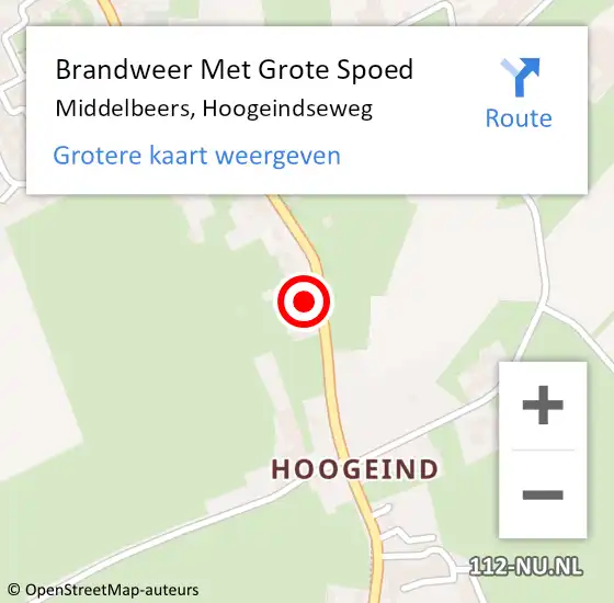 Locatie op kaart van de 112 melding: Brandweer Met Grote Spoed Naar Oost- West- en Middelbeers, Hoogeindseweg op 7 augustus 2022 16:09