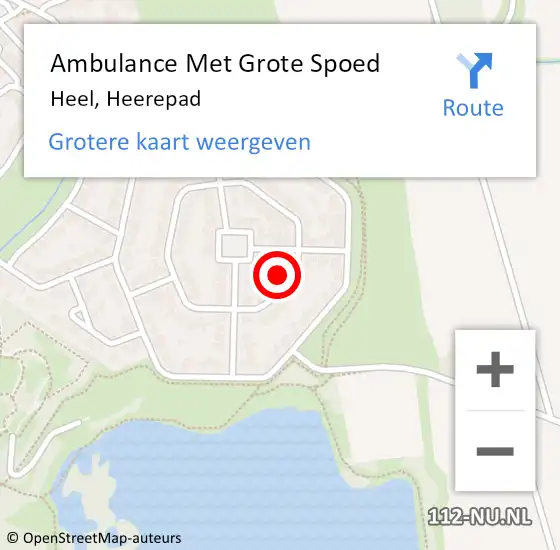 Locatie op kaart van de 112 melding: Ambulance Met Grote Spoed Naar Heel, Heerepad op 7 augustus 2022 16:19