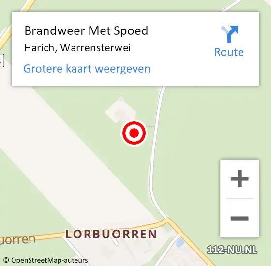 Locatie op kaart van de 112 melding: Brandweer Met Spoed Naar Harich, Warrensterwei op 7 augustus 2022 16:29