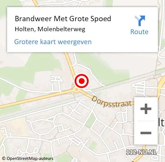 Locatie op kaart van de 112 melding: Brandweer Met Grote Spoed Naar Holten, Molenbelterweg op 7 augustus 2022 16:33